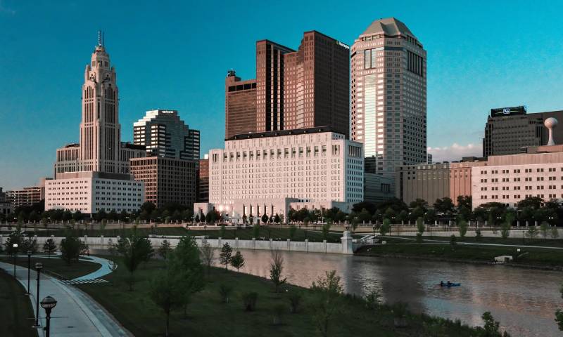 The skyline of the city of Columbus, Ohio.